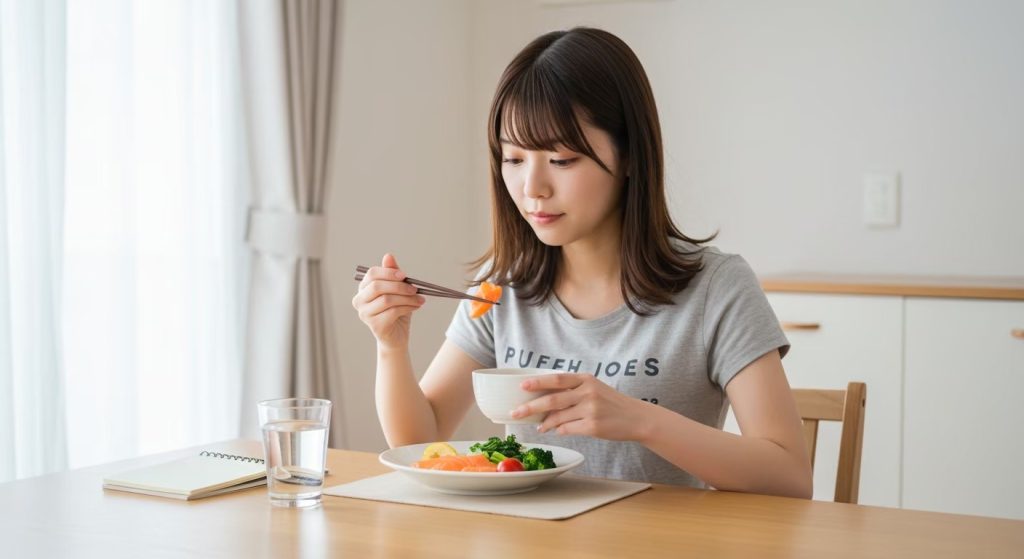 食事をしている女性