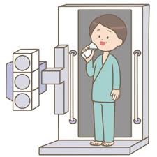 バリウム検査をしている男性