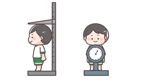 身体測定をしている男の子