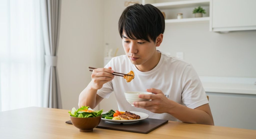 食事をしている男性