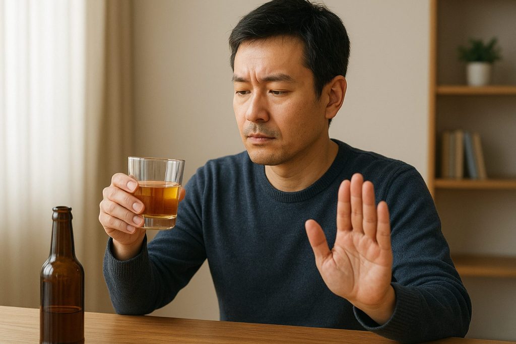 お酒の飲み方を意識する男性